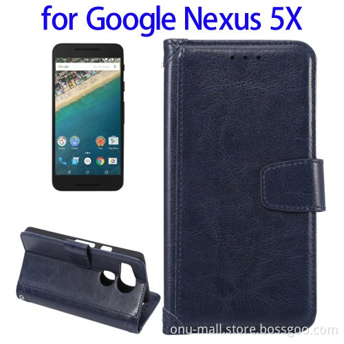 Magnetic Snap Wallet Leather Case for Google Nexus 5X with Photo Frame and Adjustable Holder